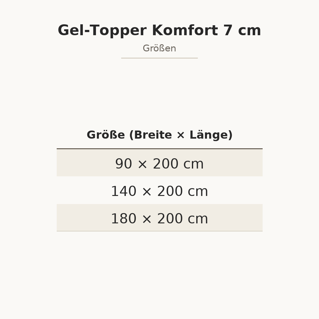 Gel-Topper Komfort 7 cm – Maße