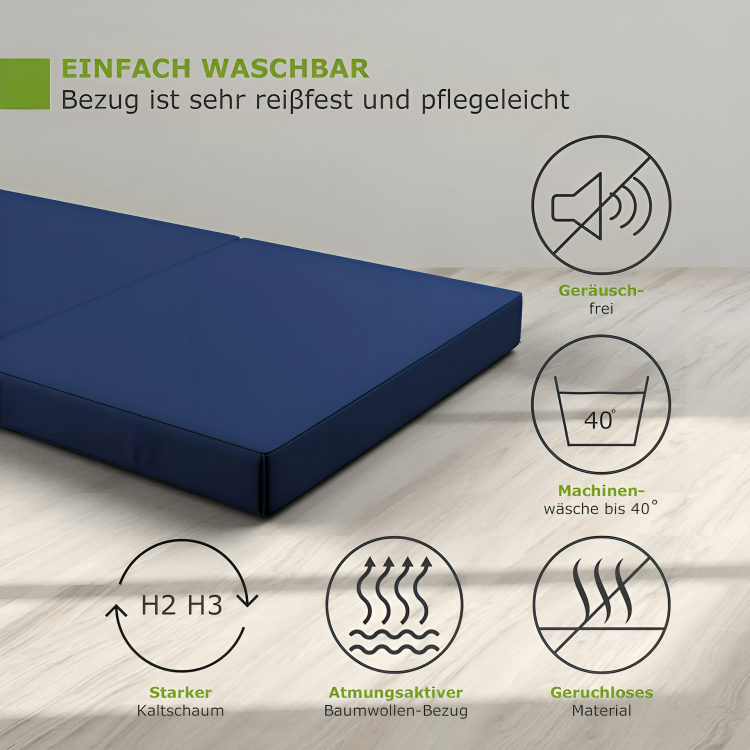 Faltmatratze 90x200 cm (Anthrazit)