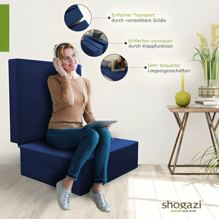 Faltmatratze 90x200 cm (Anthrazit)
