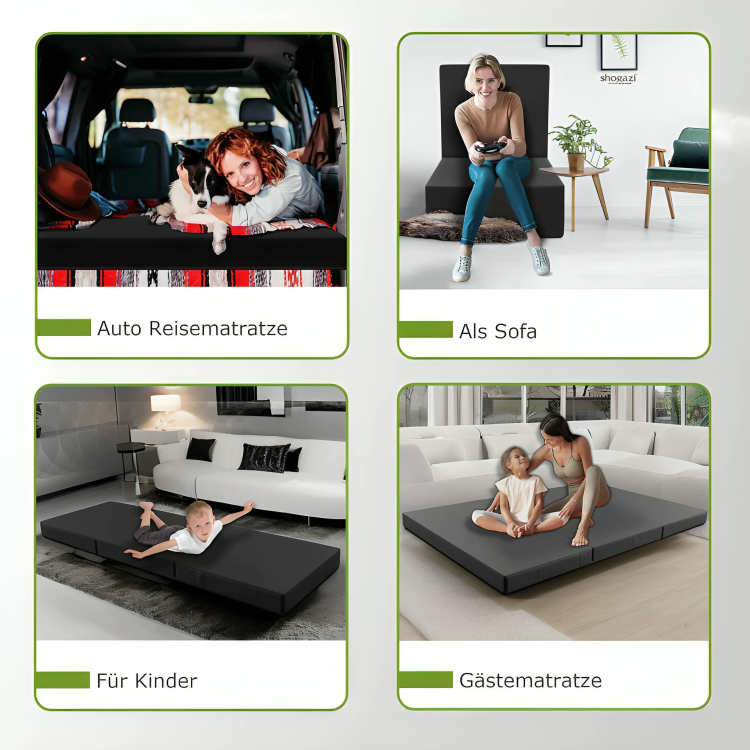 Faltmatratze 90x200 cm (Anthrazit)