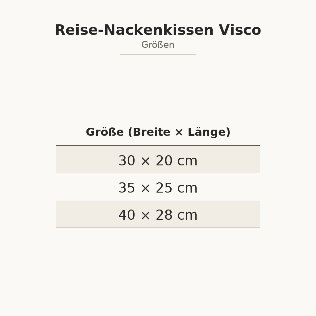 Reise-Nackenkissen Visco – Maße